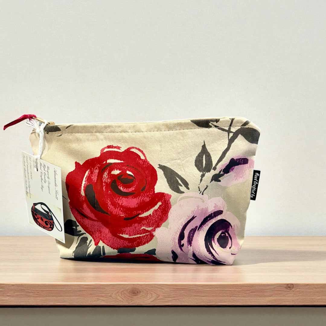 Printed Rose Silk Make Up Bag - Amanda Scott - Just Makers Amanda Scott