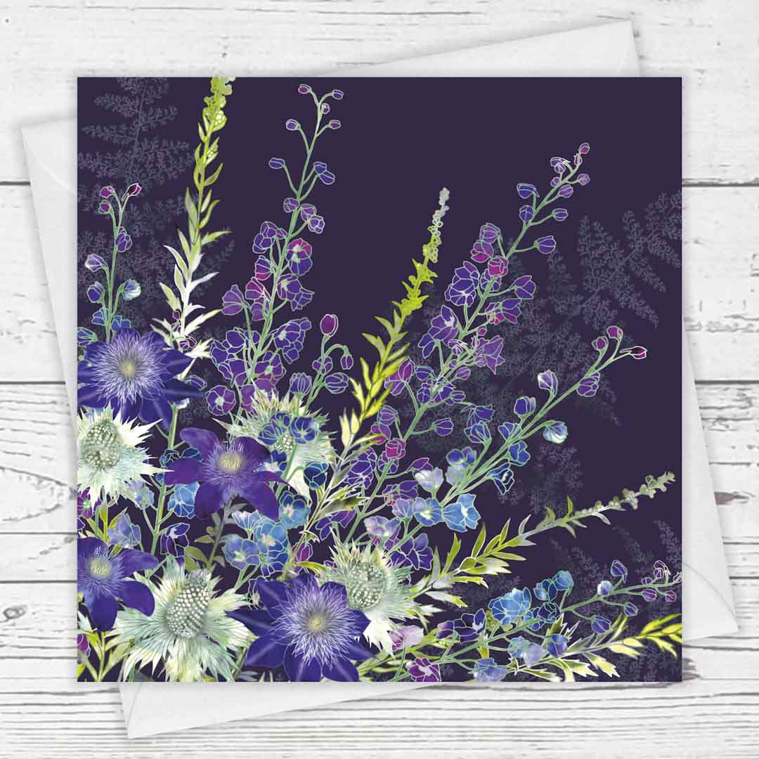 Purple Cluster Greeting Card - Fiona Calder_Just Makers