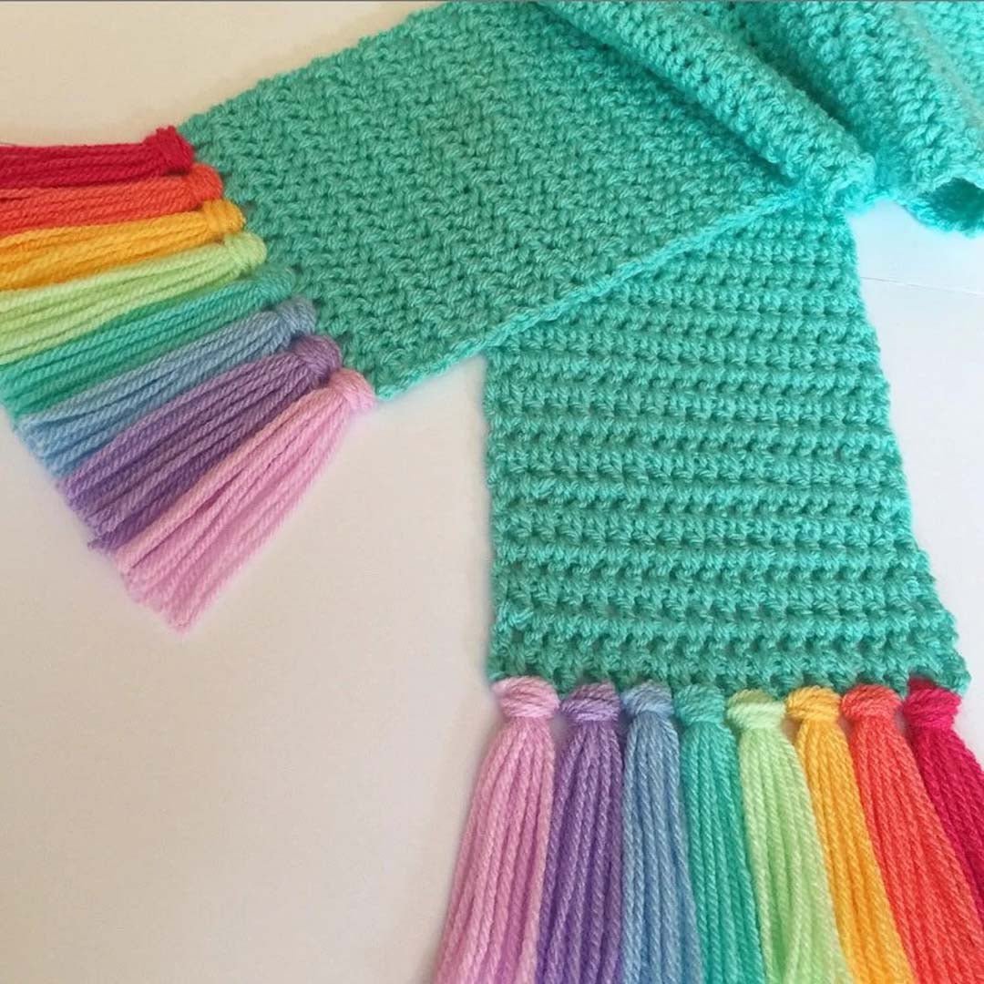 Rainbow Tassles Scarf - Robins and Rainbows - Just Makers Robins and Rainbows