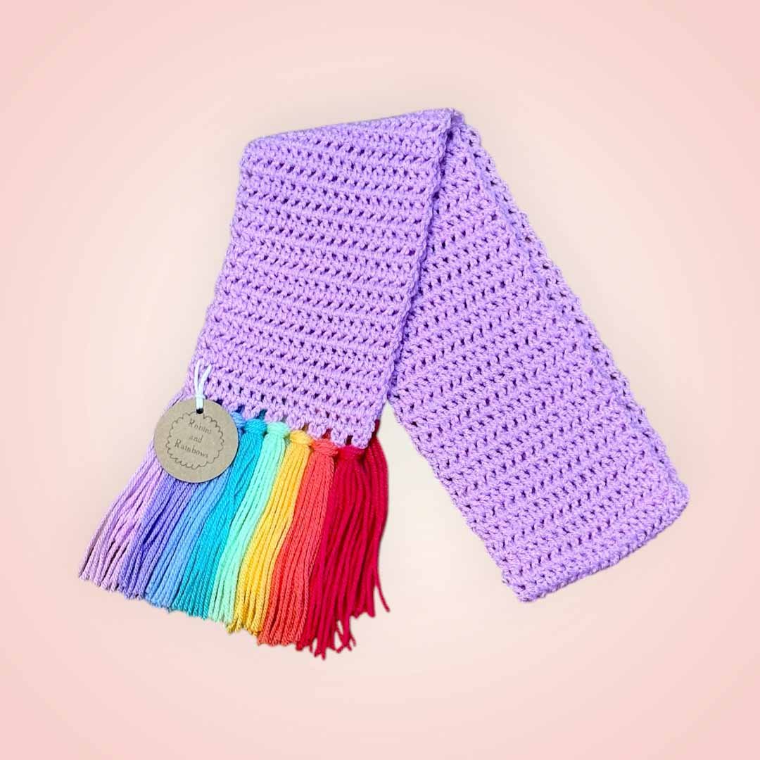 Rainbow Tassles Scarf - Robins and Rainbows - Just Makers Robins and Rainbows