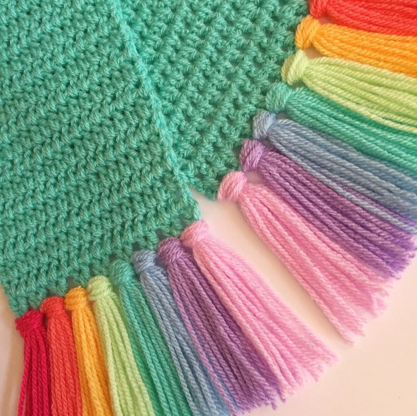 Rainbow Tassles Scarf - Robins and Rainbows_Just Makers