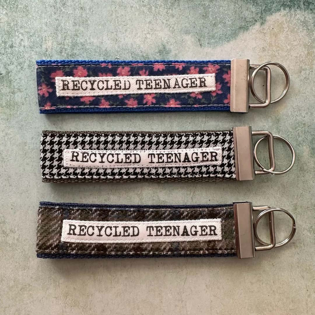 Recycled Teenager Key Ring - Touchy Feely Textiles - Just Makers Touchy Feely Textiles