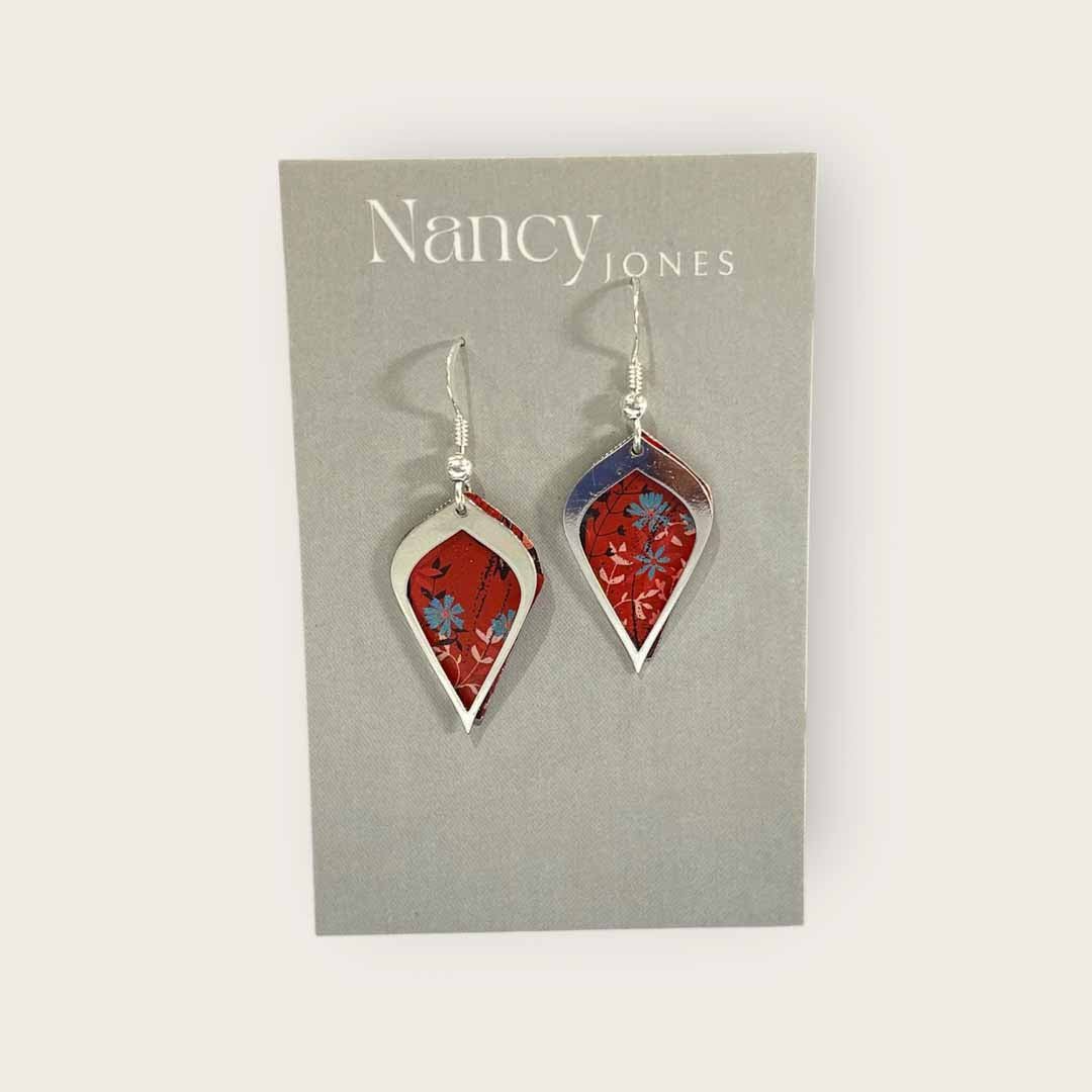 Red Silver Petal Earrings - Nancy Jones - Just Makers Nancy Jones Jewellery