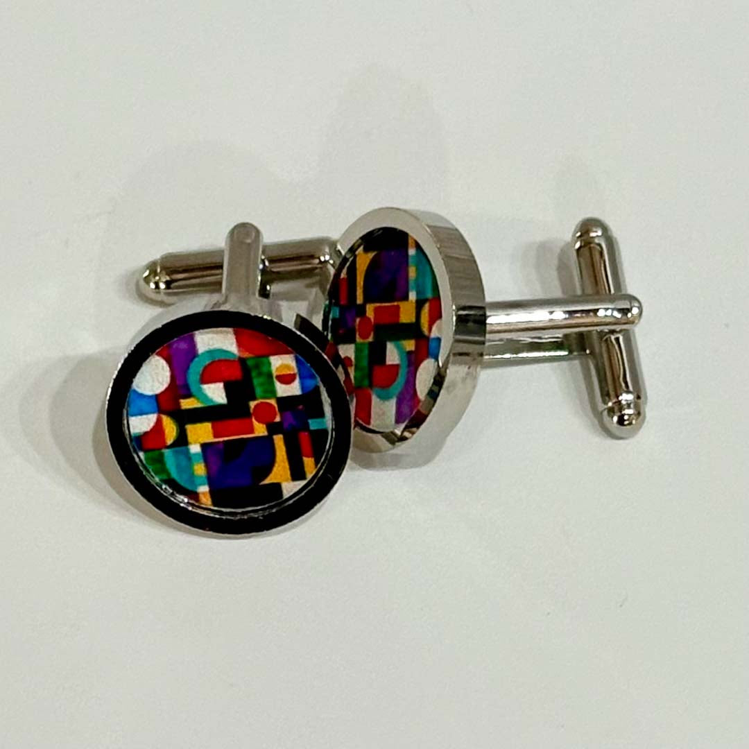 Retro Multicoloured Cufflinks - Nancy Jones_Just Makers