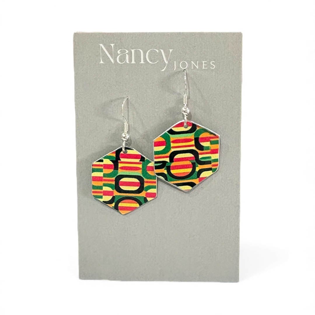 Retro TV Hex Earrings - Nancy Jones - Just Makers Nancy Jones Jewellery