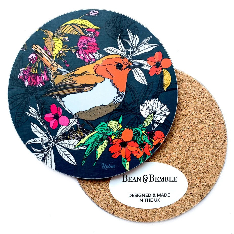 Robin Cherry Blossom Coaster - Bean and Bemble_Just Makers