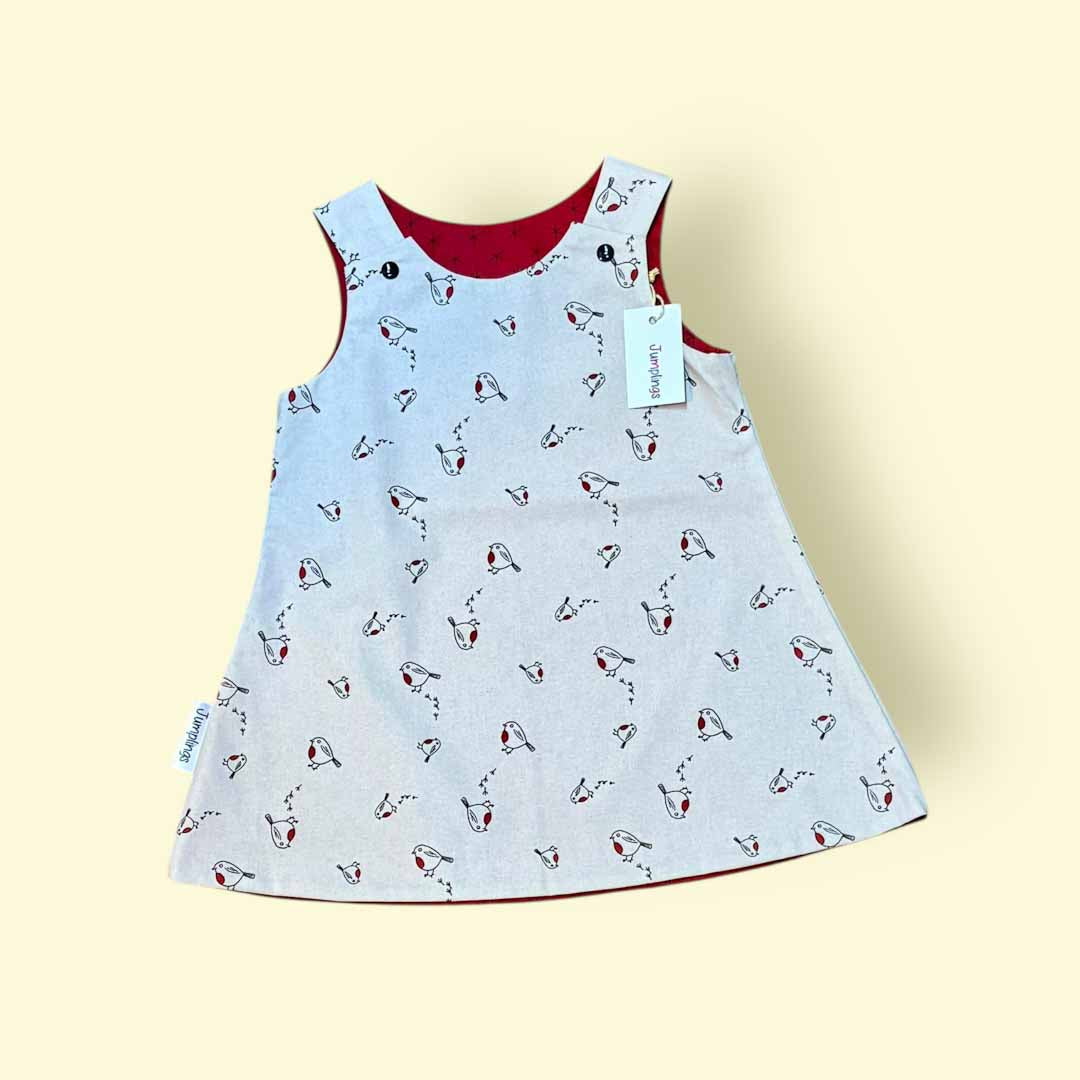 Robin and Red Star Reversible Dress 3-4 Years - Jumplings Clothes_Just Makers