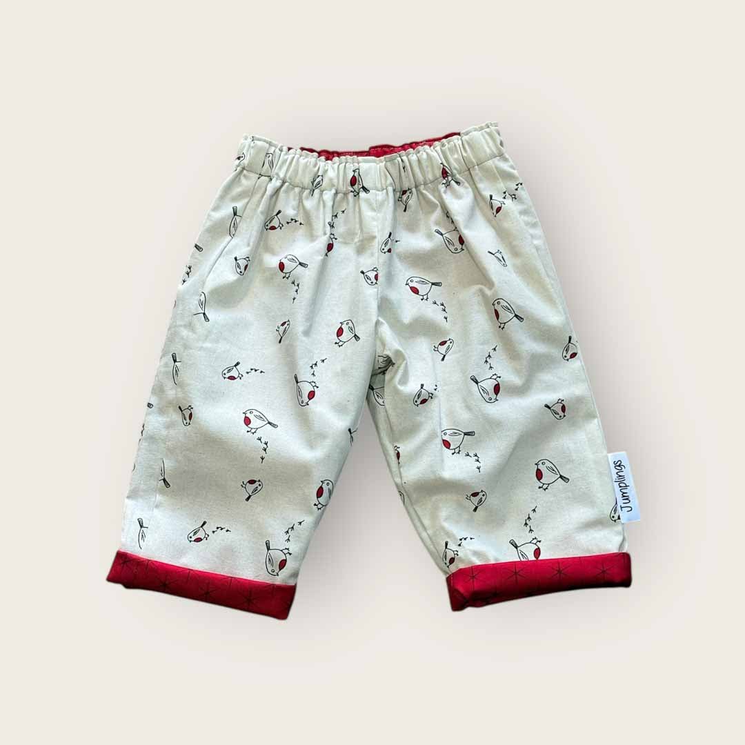 Robin and Red Star Reversible Trousers 2 - 3 Years - Jumplings Clothes - Just Makers Jumplings Clothes