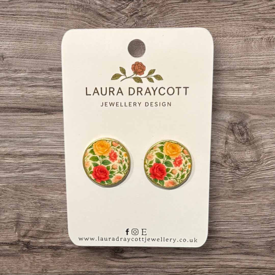 Rose Garden Round Stud Earrings - Laura Draycott - Just Makers Laura Draycott