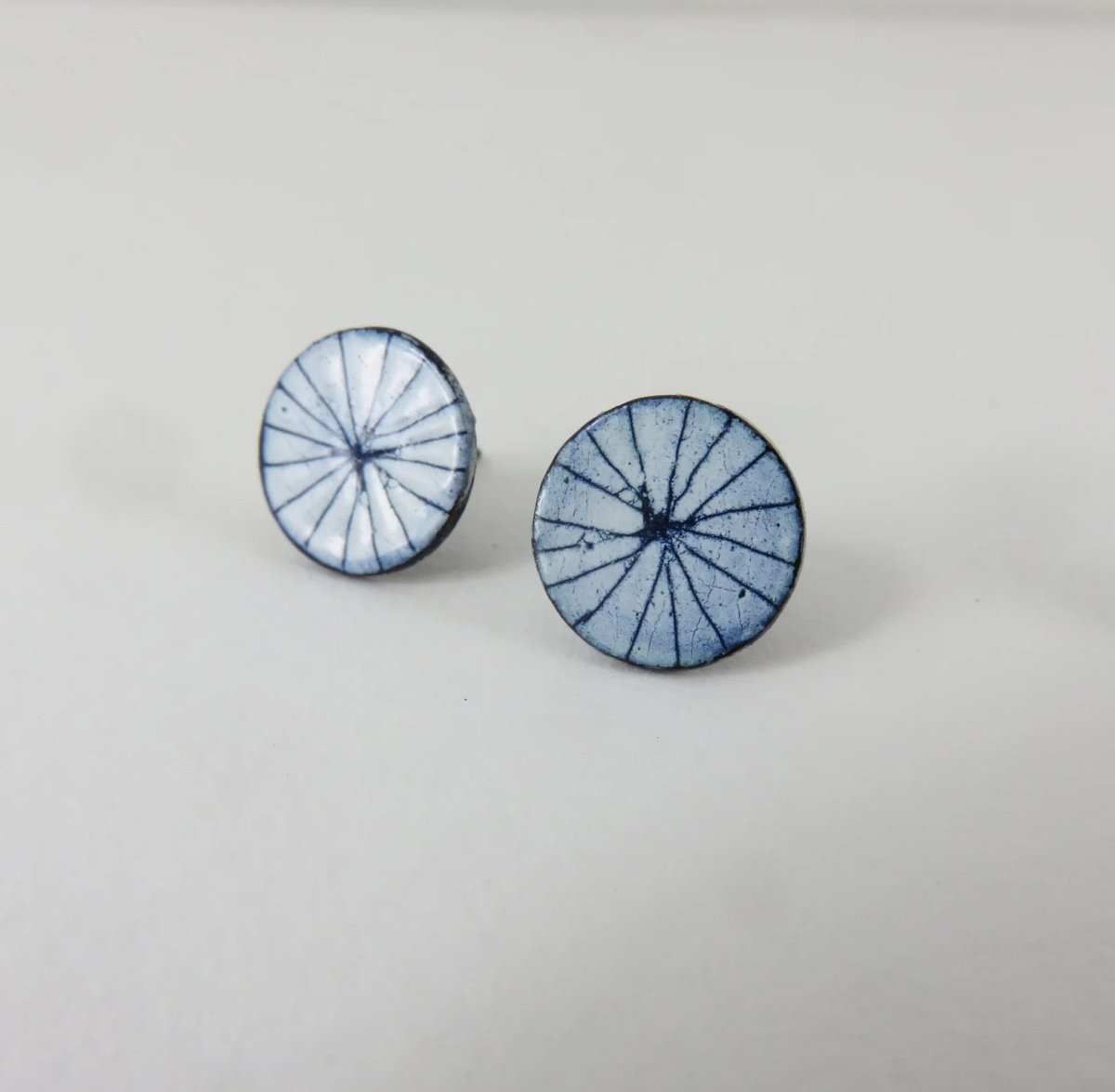 Round Copper Blue and White Enamel Studs - 830 Degrees - Just Makers 830 Degrees