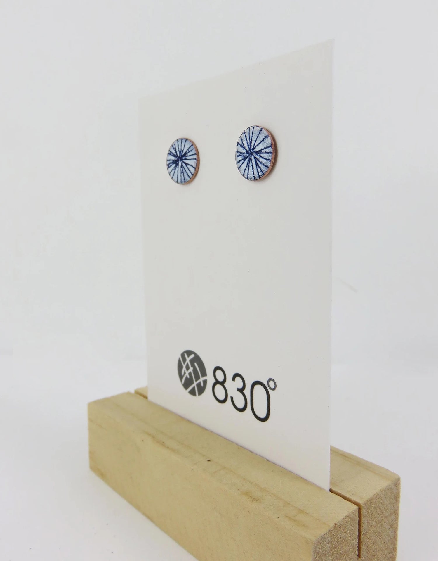 Round Copper Blue and White Enamel Studs - 830 Degrees_Just Makers