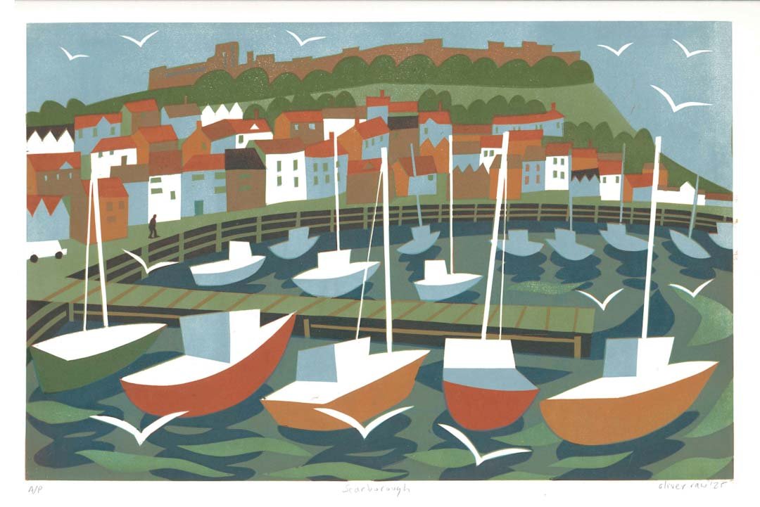 Scarborough Ltd Edition Linocut Print - Oliver Raw - Just Makers Oliver Raw