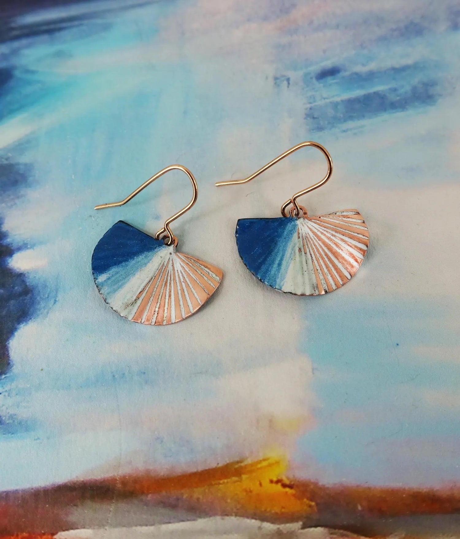 Semi Circle Fan Style Copper Earrings - 830 Degrees_Just Makers
