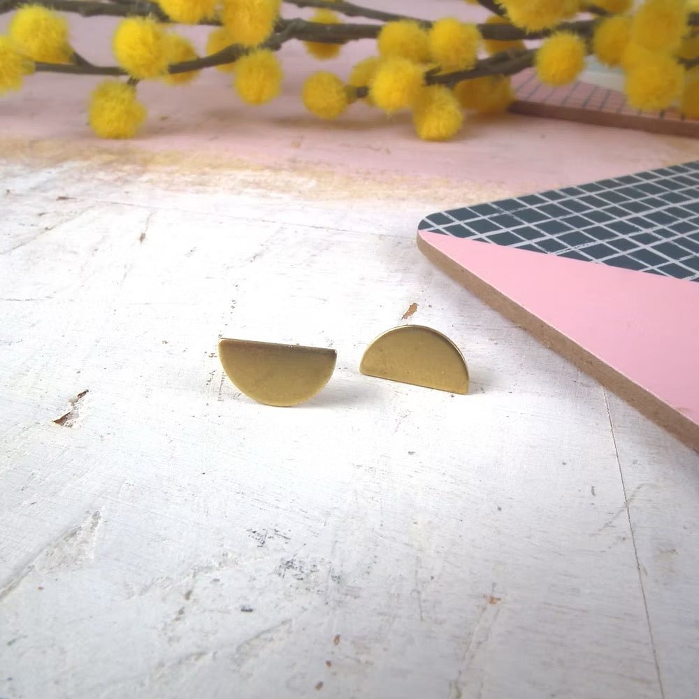 Semi Circle Stud Earrings - Red Paper House - Just Makers Red Paper House