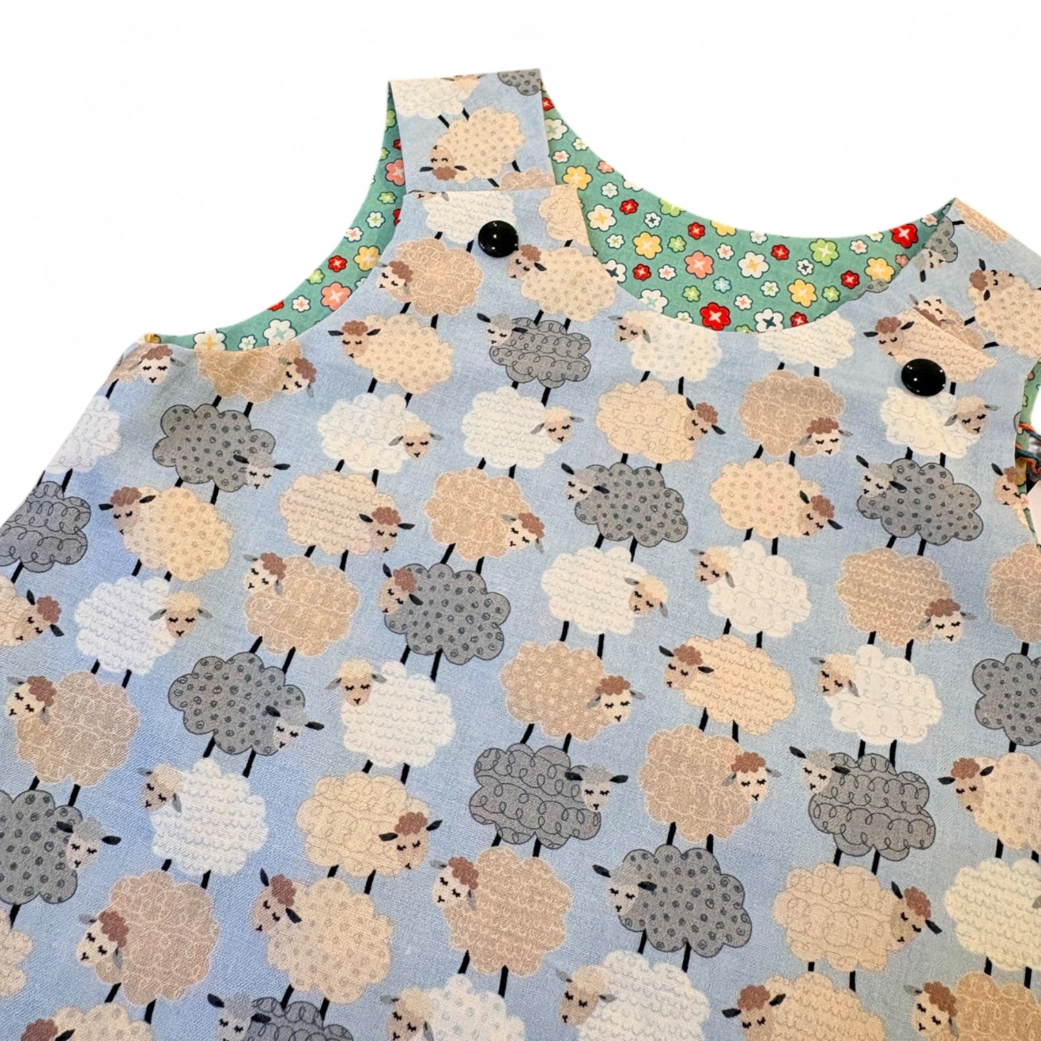 Sheep and Flower Reversible Dress 6-12 Months - Jumplings Clothes_Just Makers