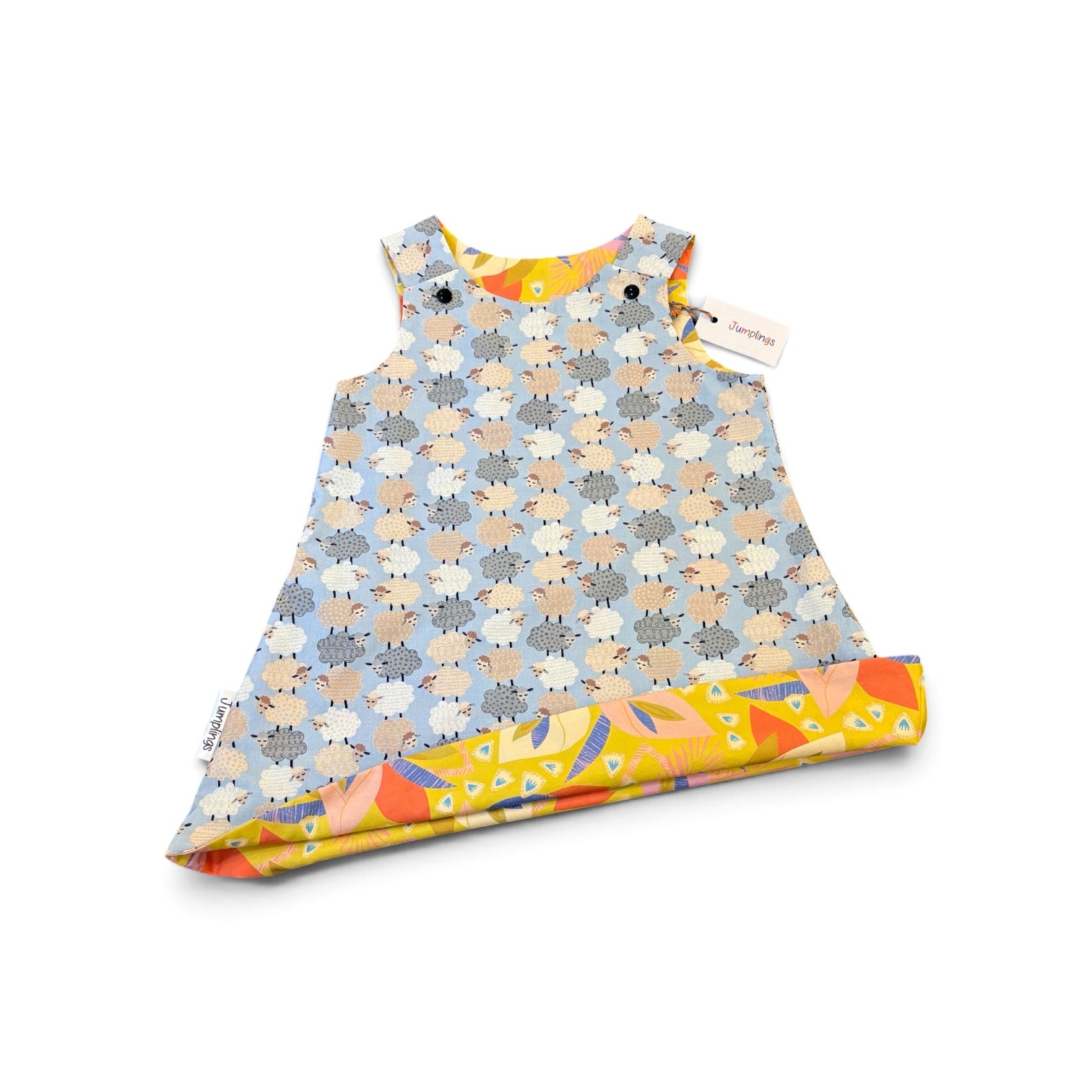Sheep and Leaf Reversible Dress 4-5 Years - Jumplings Clothes_Just Makers