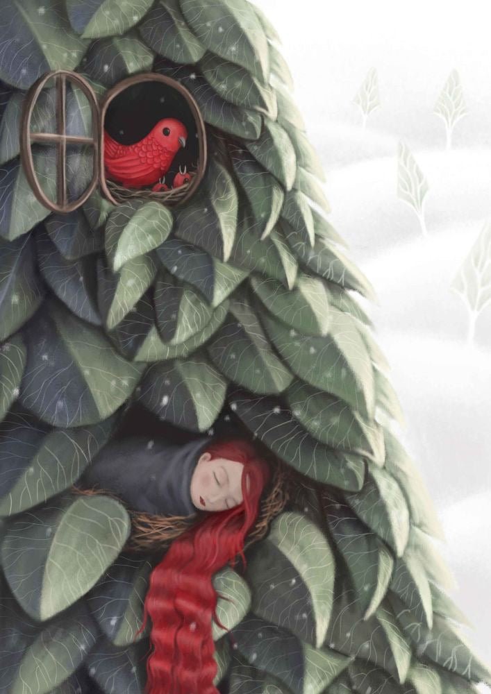 Shelter on a Snowy Day Greeting Card Demelsa Haughton - Just Makers Demelsa Haughton Illustration