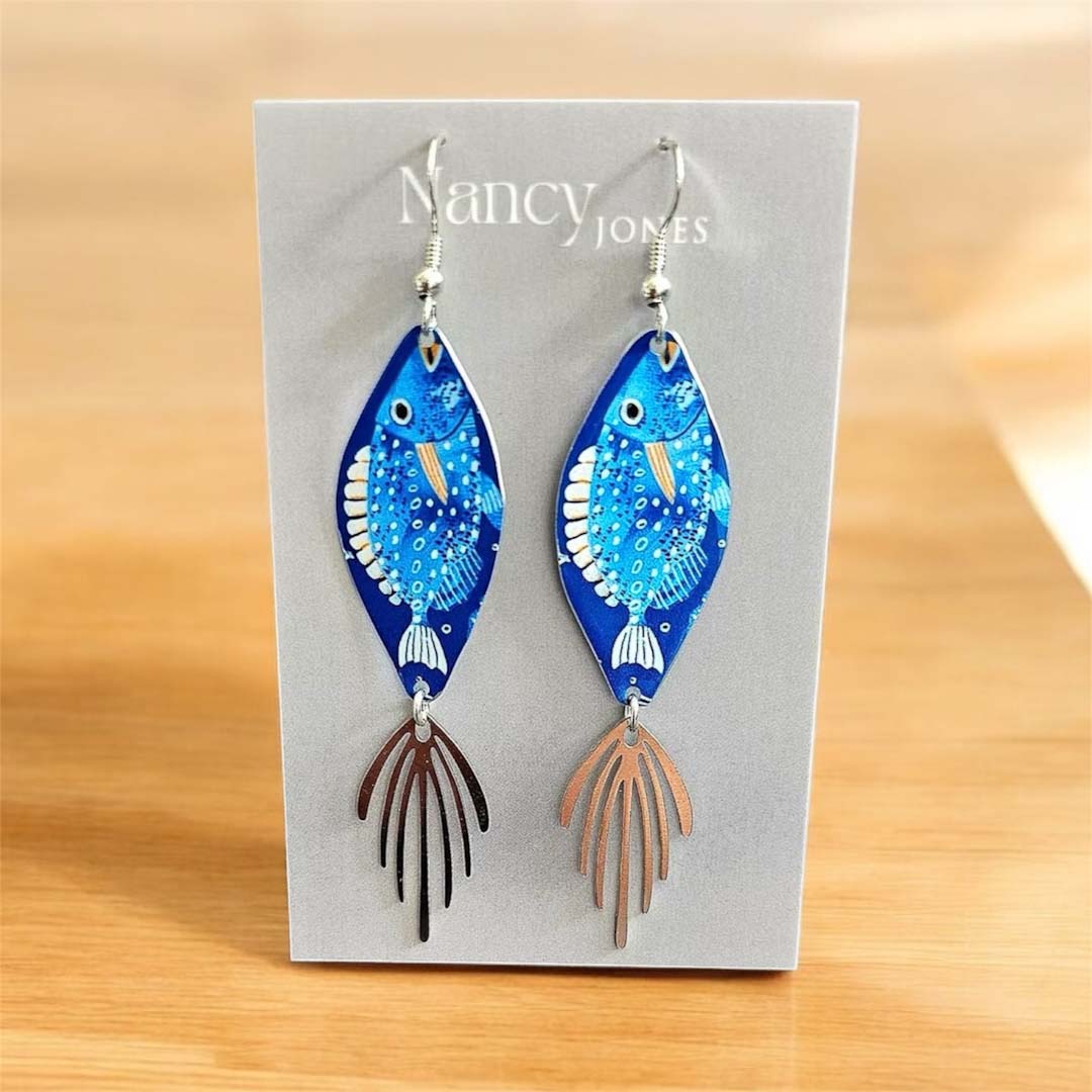 Silver Fish Tails Earrings - Nancy Jones_Just Makers