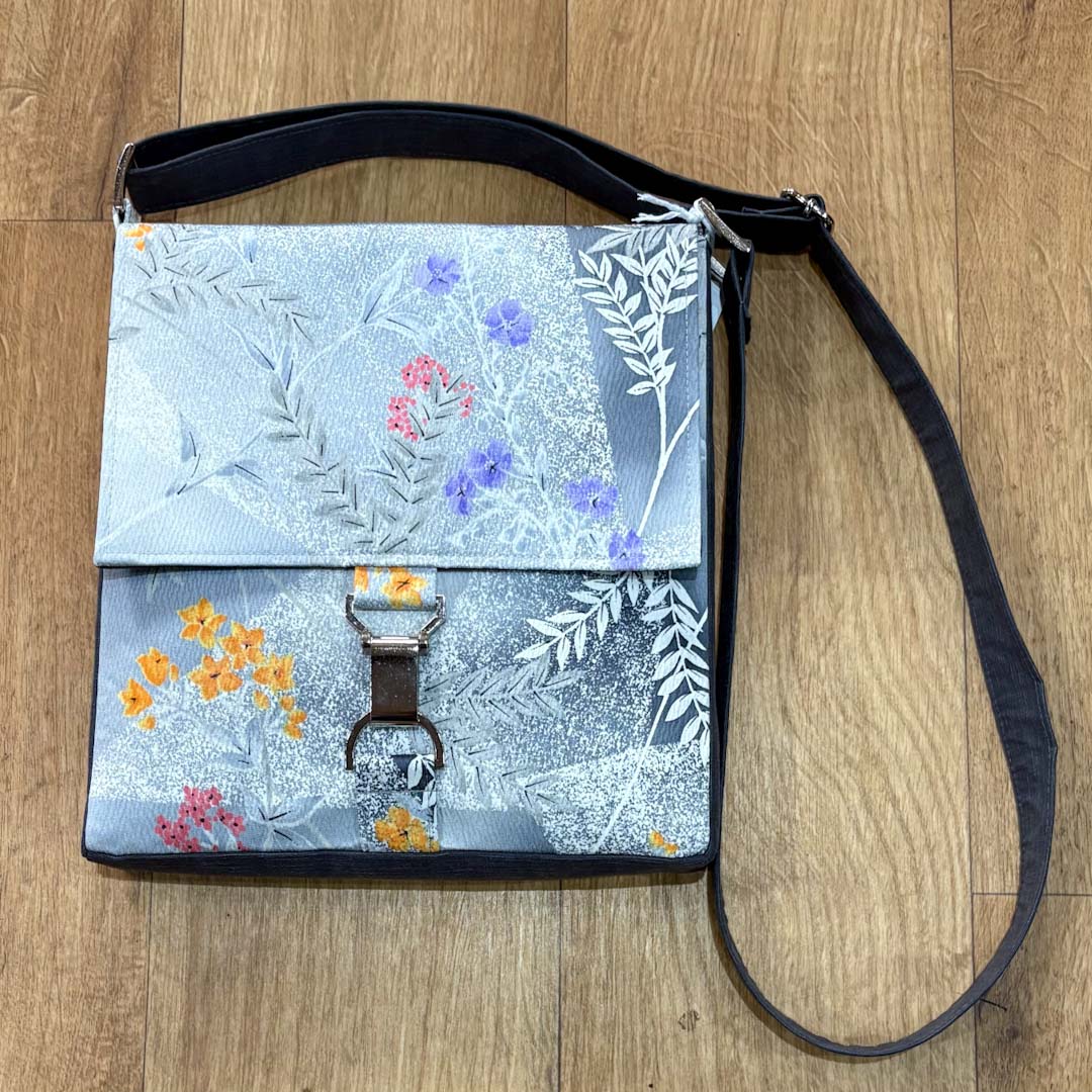 Silver Floral Kimono Silk Handbag - Amanda Scott_Just Makers