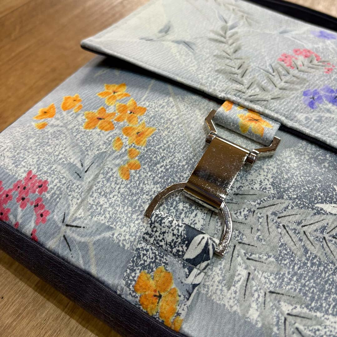 Silver Floral Kimono Silk Handbag - Amanda Scott_Just Makers