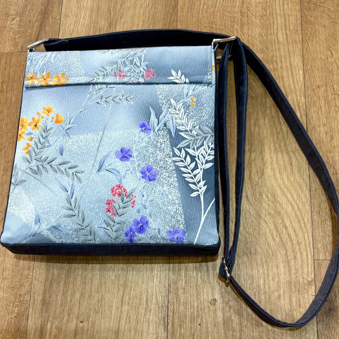 Silver Floral Kimono Silk Handbag - Amanda Scott_Just Makers