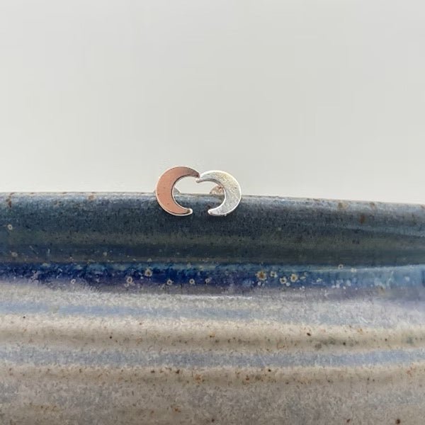 Silver Moon Studs - Tori Foster Jewellery - Just Makers Tori Foster Jewellery