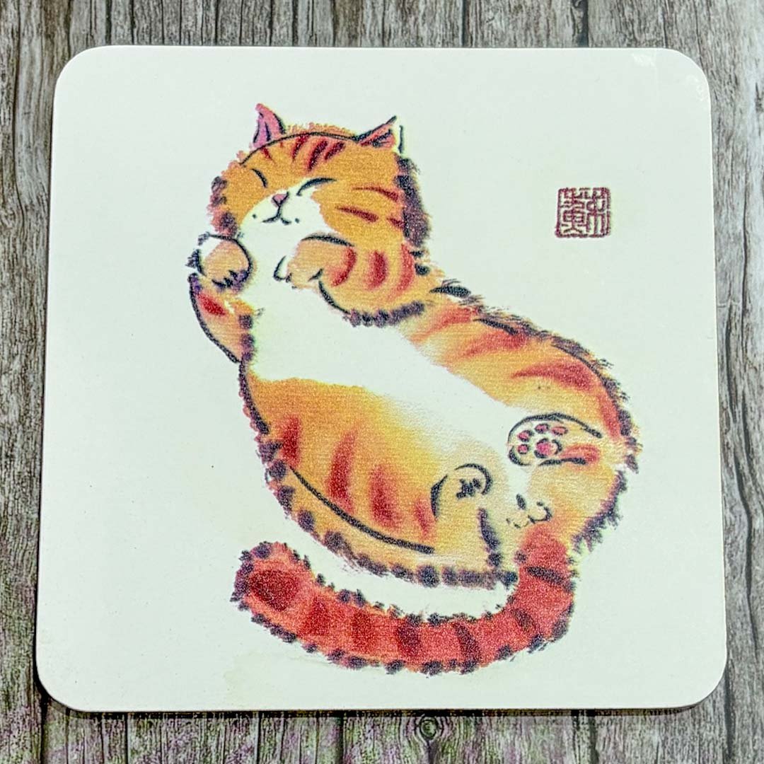 Sleepy Ginger Cat Coaster - Su Yao - Just Makers Su Yao Wukong China Art Craft