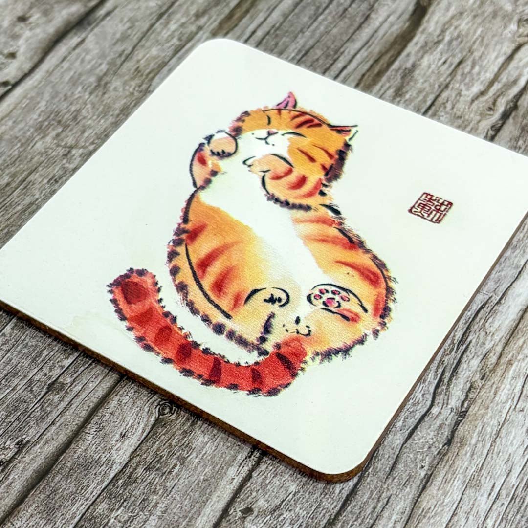 Sleepy Ginger Cat Coaster - Su Yao - Just Makers Su Yao Wukong China Art Craft