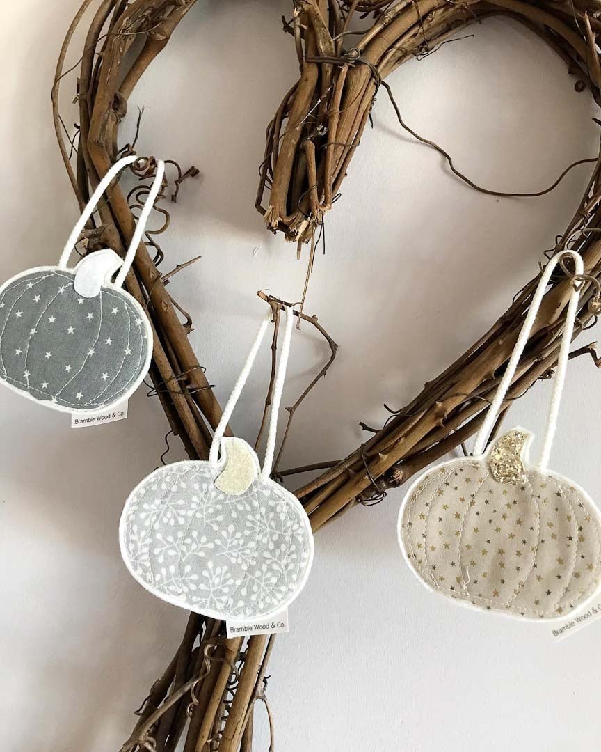 Small Fabric Hanging Pumpkin - Bramble Wood and Co - Just Makers Bramble Wood & Co