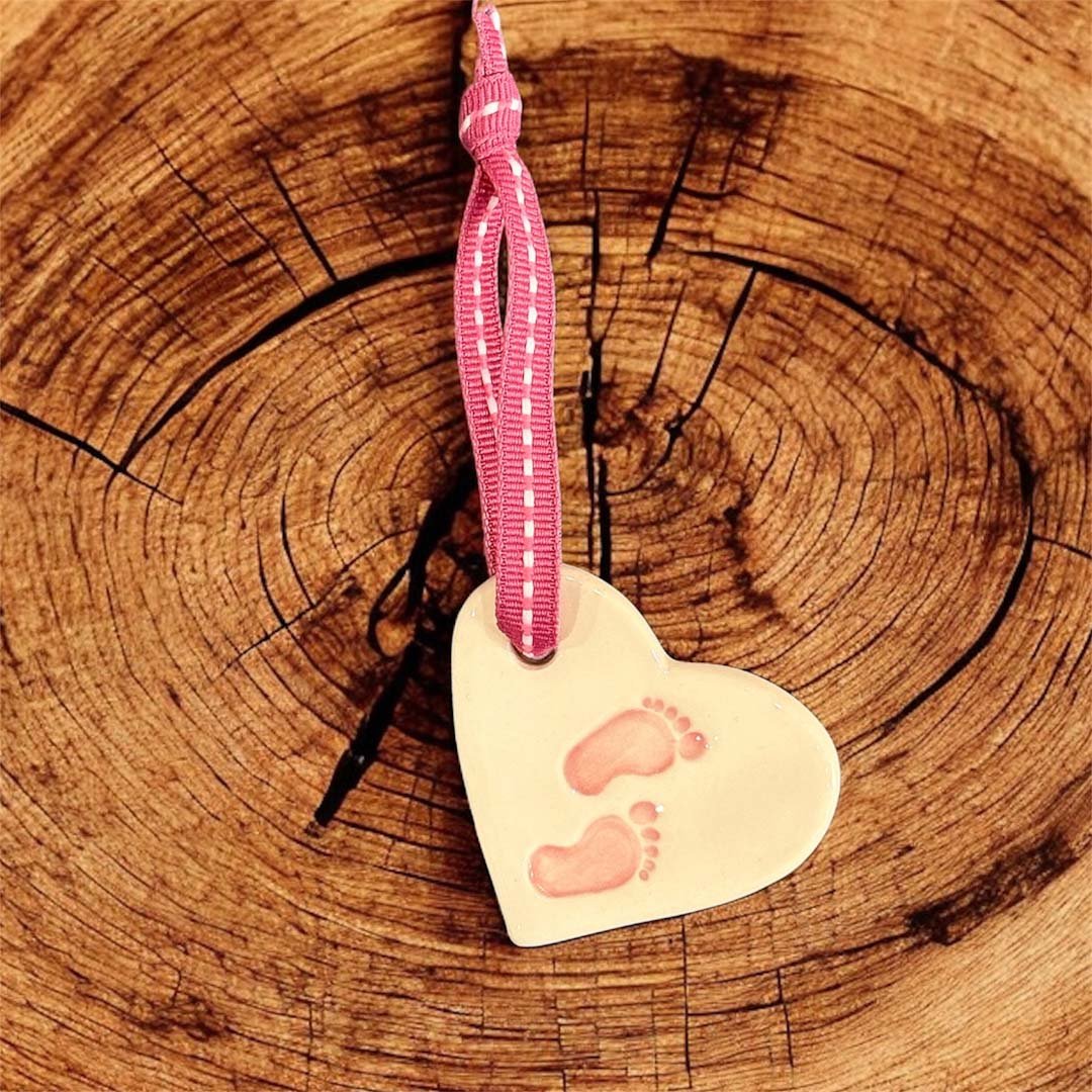 Small Pink Footprint Heart - Jamali Annay Designs - Just Makers Jamali Annay Designs