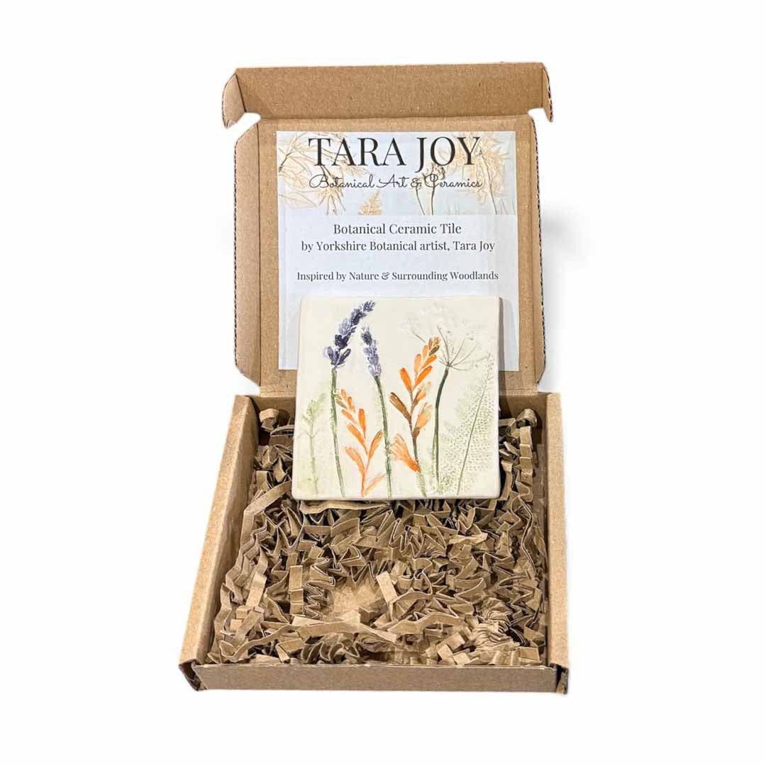 Spring Flowers Ceramic Botanical Tile 2 - Tara Joy Botanicals - Just Makers Tara Joy Botanical and Ceramics
