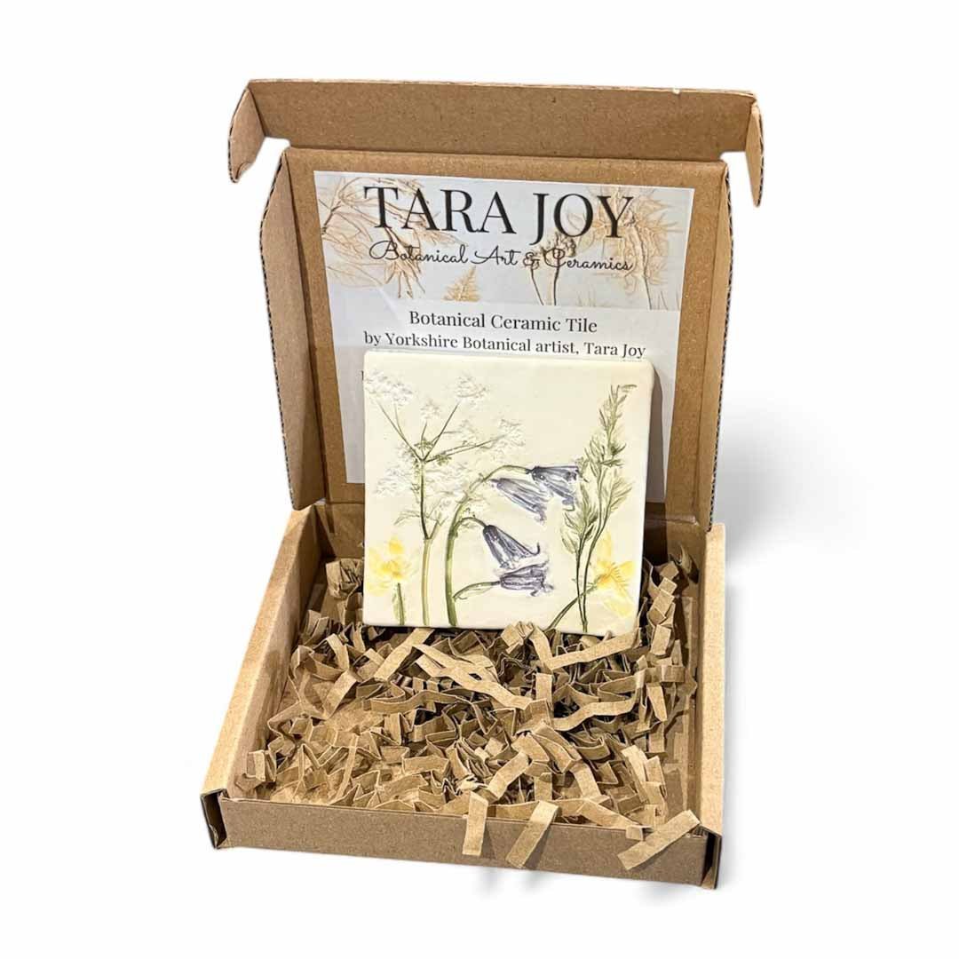 Spring Flowers Ceramic Botanical Tile 3 - Tara Joy Botanicals - Just Makers Tara Joy Botanical and Ceramics