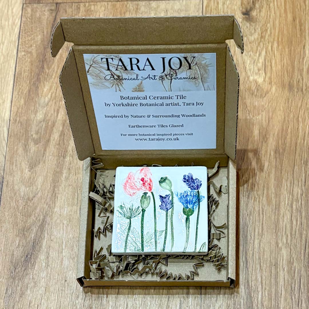 Spring Flowers Ceramic Botanical Tile 5 - Tara Joy Botanicals_Just Makers