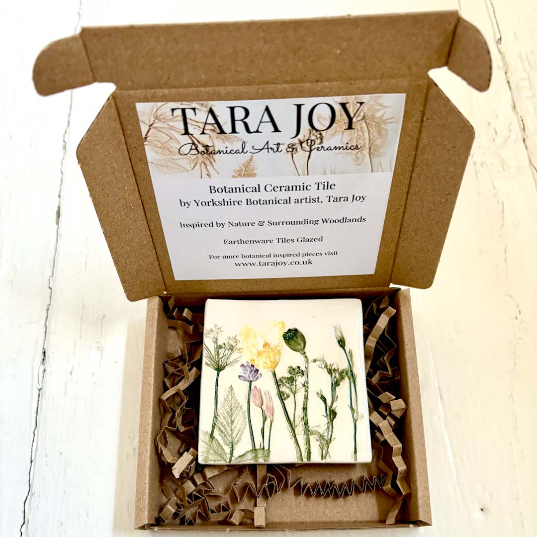 Spring Flowers Ceramic Botanical Tile 6 - Tara Joy Botanicals_Just Makers