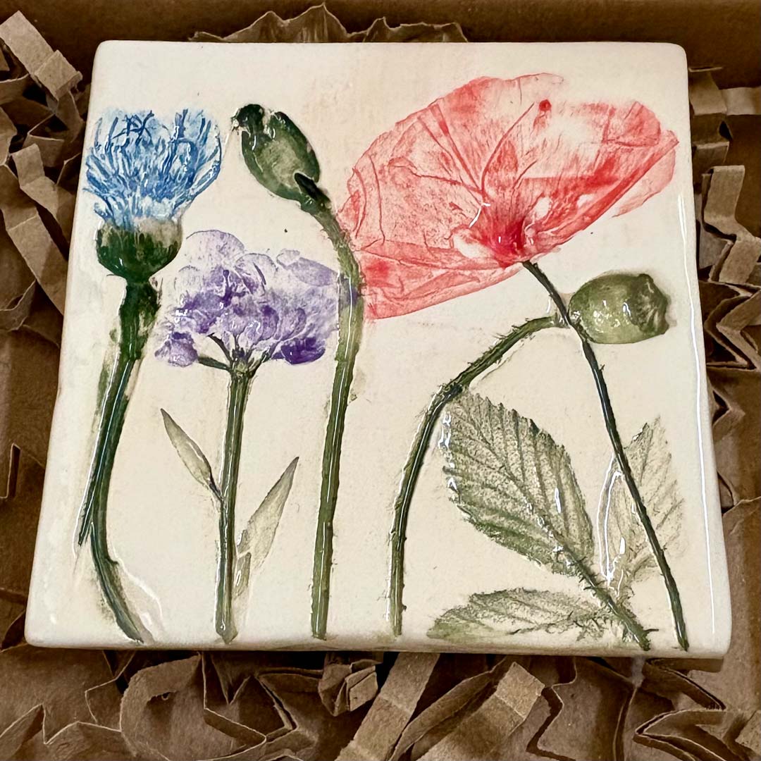 Spring Flowers Ceramic Botanical Tile 8 - Tara Joy Botanicals_Just Makers