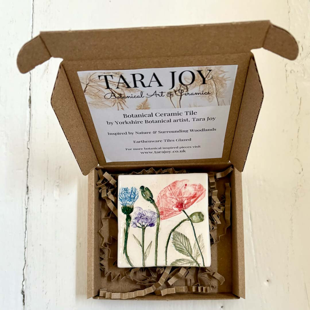 Spring Flowers Ceramic Botanical Tile 8 - Tara Joy Botanicals_Just Makers