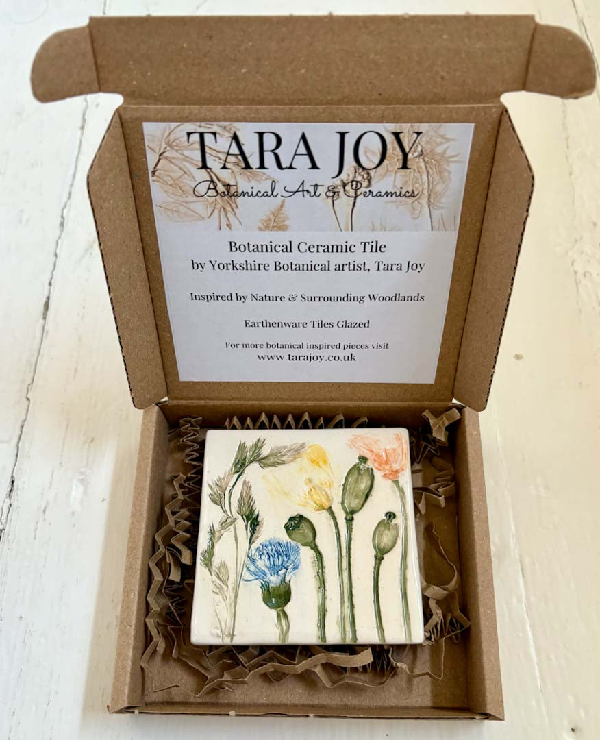 Spring Flowers Ceramic Botanical Tile 9 - Tara Joy Botanicals_Just Makers