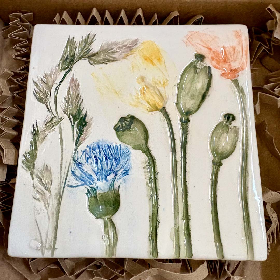 Spring Flowers Ceramic Botanical Tile 9 - Tara Joy Botanicals_Just Makers