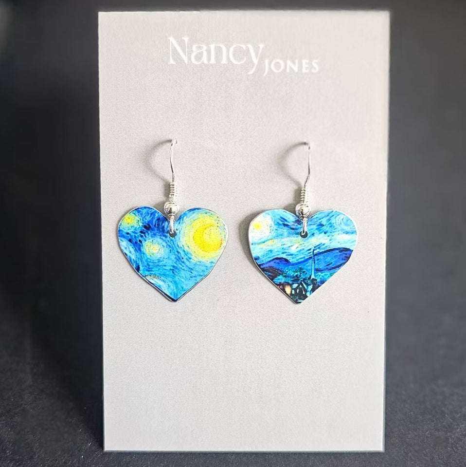 Starry Night Heart Earrings - Nancy Jones_Just Makers