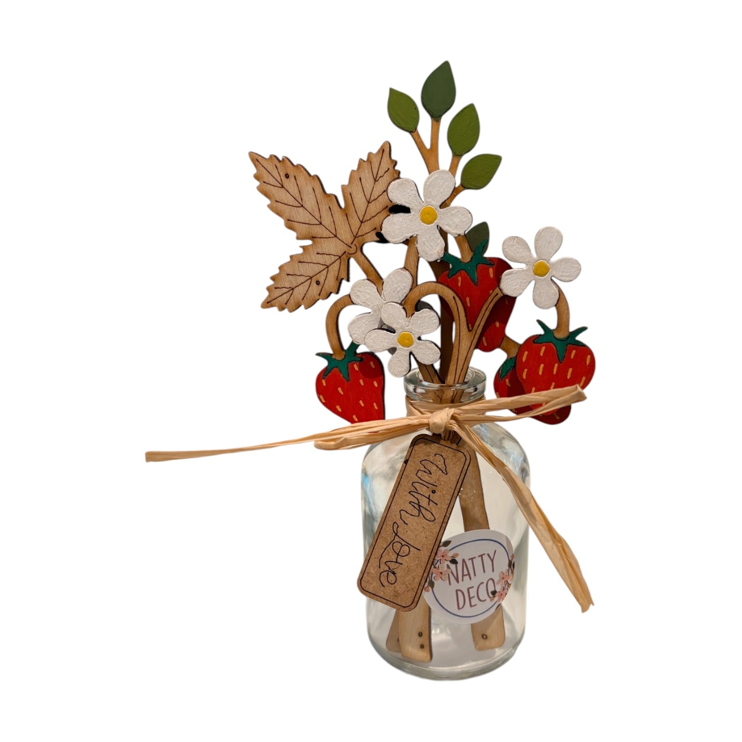 Strawberry Bouquet in a Mini Bottle - Natty Deco_Just Makers