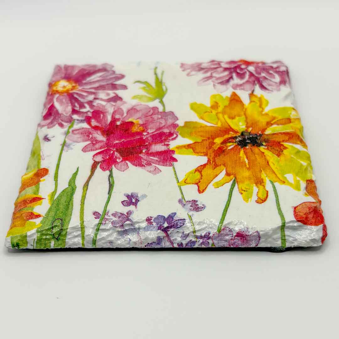 Summer Flowers Coaster Slate - Sarah Tustin_Just Makers