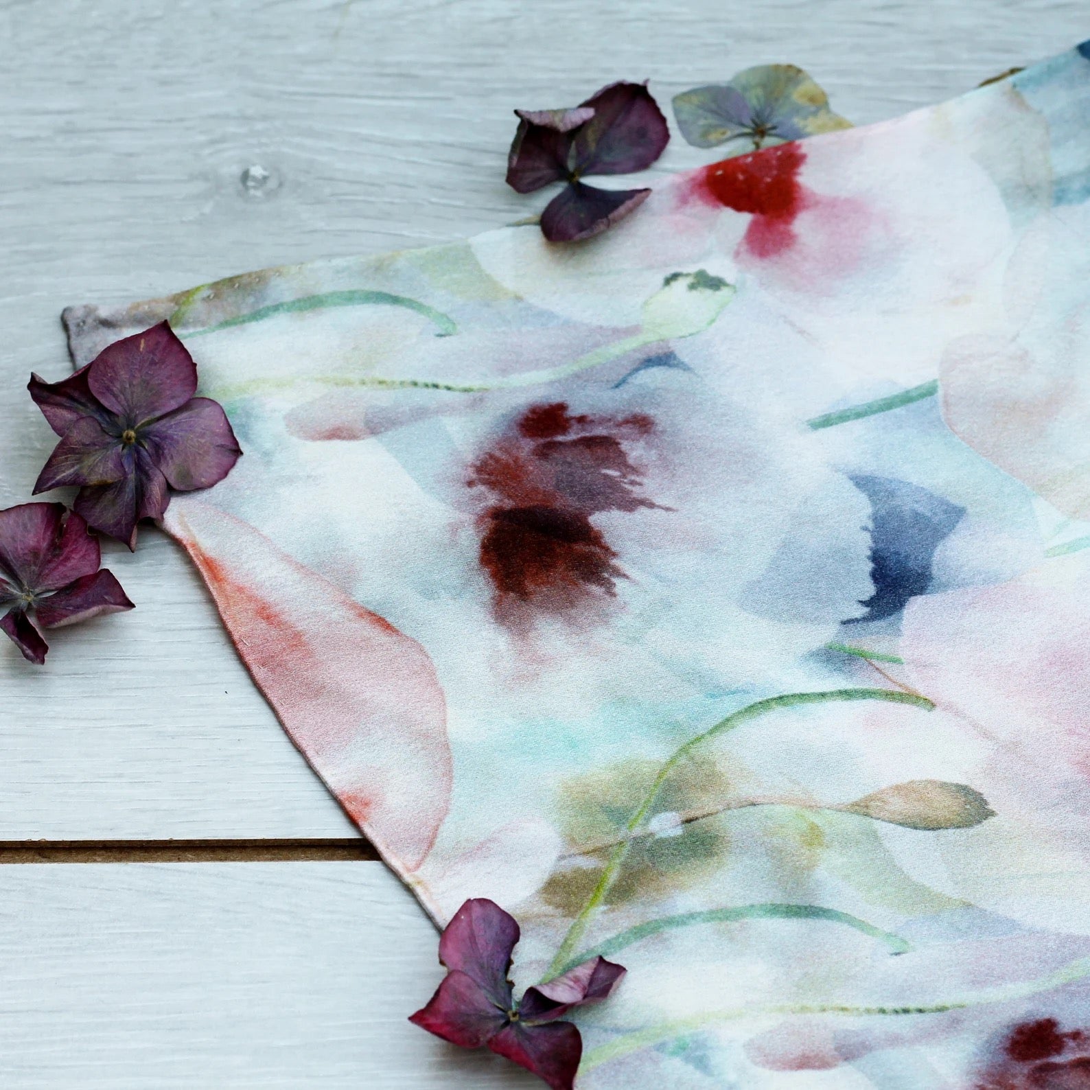 Summer Poppies Print - Large Square Silk Scarf_Just Makers