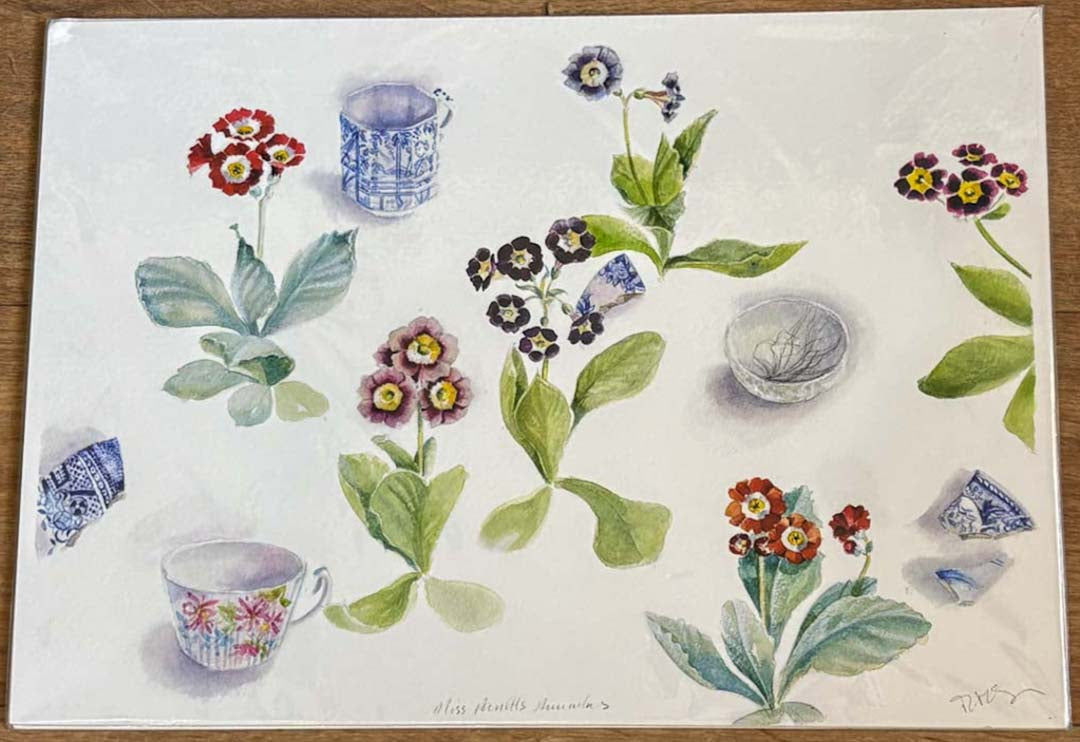 Teacups and Flowers Watercolour Study Print - Moira Mctague_Just Makers