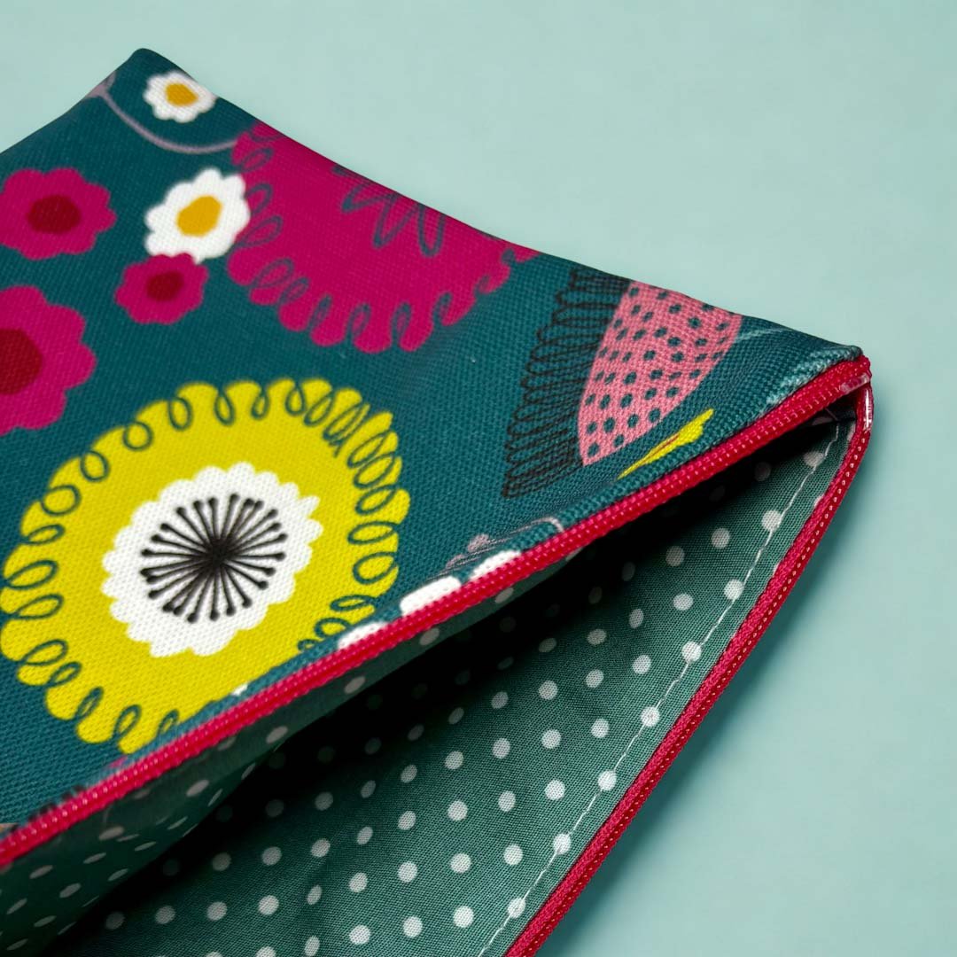 Teal Floral Fabric Pouch - Maggie Magoo Designs - Just Makers Maggie Magoo Designs