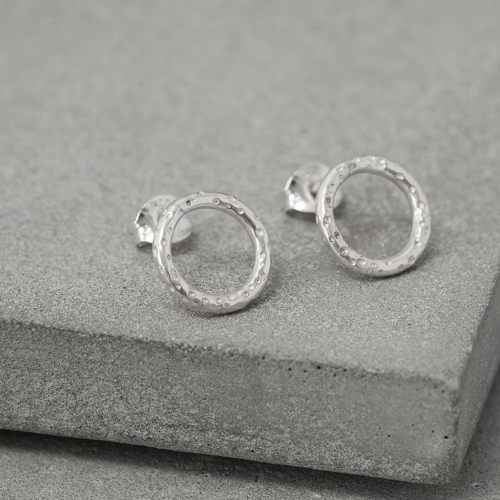 Textured Dotty Circle Studs - Tori Foster Jewellery_Just Makers