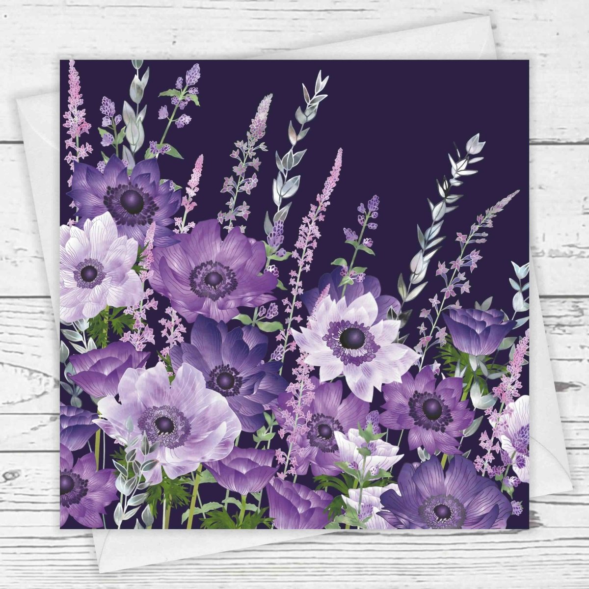 The Evening Anemone Patch Greeting Card by Fiona Calder - Just Makers Fiona Calder Designs