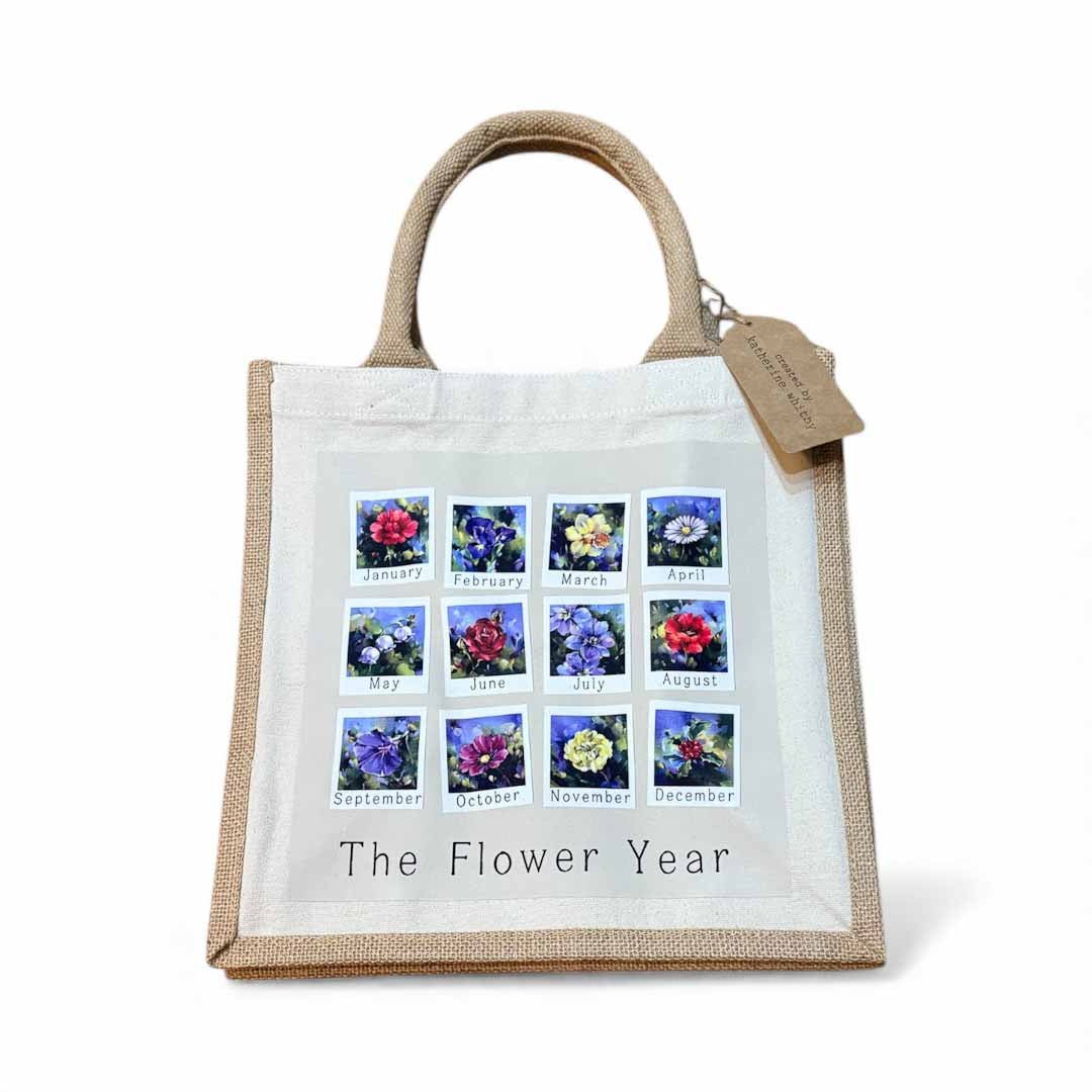 The Flower Year Jute Bag by Katherine Whitby - Just Makers Katherine Whitby