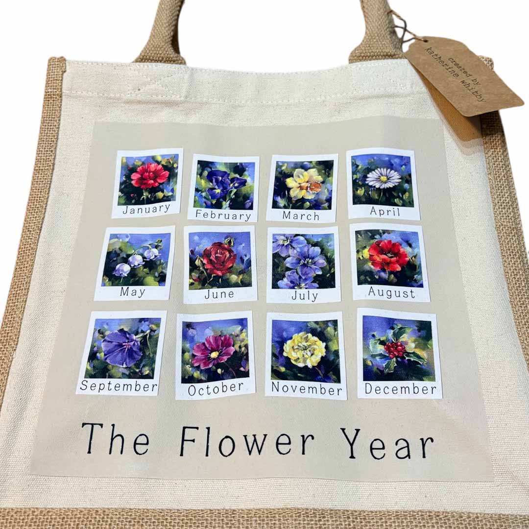 The Flower Year Jute Bag by Katherine Whitby_Just Makers