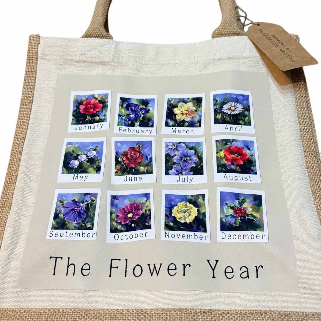 The Flower Year Jute Bag by Katherine Whitby - Just Makers Katherine Whitby