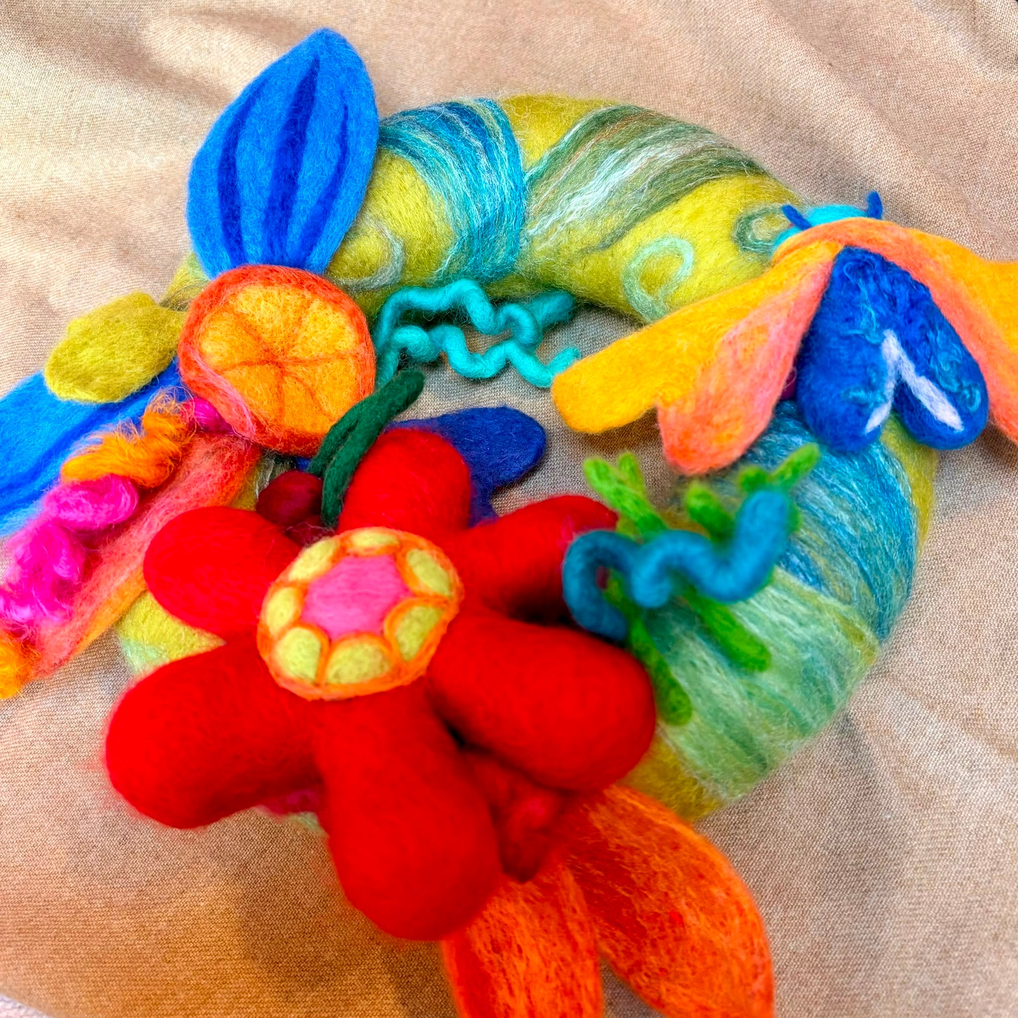 The Poppy and Beetle Needle Felted Wreath - Felts by Hannah_Just Makers